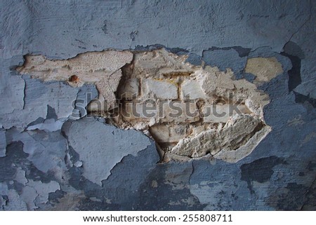 old wall with broken tiles, texture