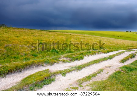 Meadow path before thunder storm
