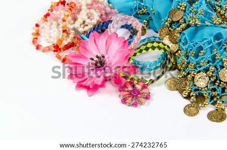 The Sea Shell and Jewelry  women in eastern and Mediterranean style on a white background