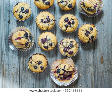 Homemade Gluten free vegan quinoa and brown rice muffins with blueberries