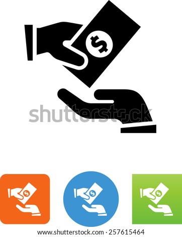 Handing money symbol for download. Vector icons for video, mobile apps, Web sites and print projects.