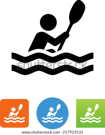 Person with a paddle in water. Vector icons for video, mobile apps, Web sites and print projects.