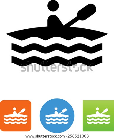 Person riding a sea kayak symbol for download. Vector icons for video, mobile apps, Web sites and print projects.