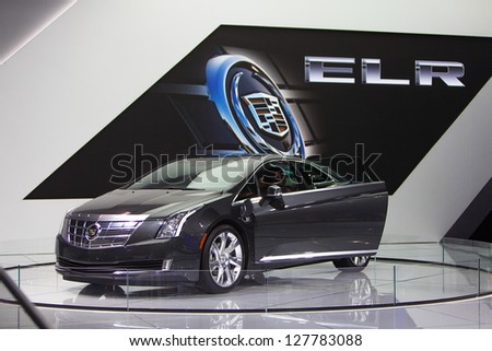 CHICAGO - FEBRUARY 8 : The new Cadillac ELR on display at the Chicago Auto Show media preview February 8, 2013 in Chicago, Illinois.