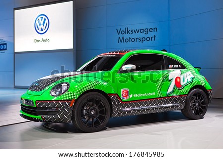 CHICAGO - FEBRUARY 7 :A Volkswagen race car at the Chicago Auto Show media preview February 7, 2014 in Chicago, Illinois.