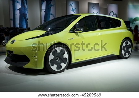 stock photo : DETROIT - JANUARY 22: Toyota Prius concept car on display at 