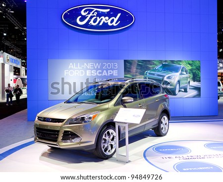 CHICAGO - FEB 9: The 2013 Ford Escape on display at the 2012 Chicago Auto Show Media Preview on February 9, 2012 in Chicago, Illinois.