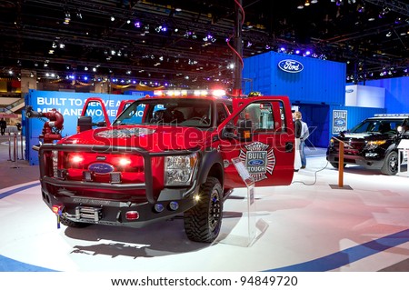 CHICAGO - FEB 9: Ford first responder vehicles on display at the 2012 Chicago Auto Show Media Preview on February 9, 2012 in Chicago, Illinois.