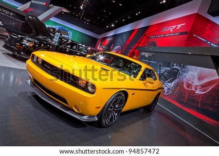 CHICAGO - FEB 9: The 2012 Dodge Challenger SRT Yellow Jacket at the 2012 Chicago Auto Show Media Preview on February 9, 2012 in Chicago, Illinois.