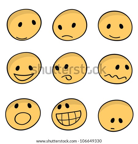 9 Sets Of Cartoon Facial Expressions Icons Stock Vector Illustration