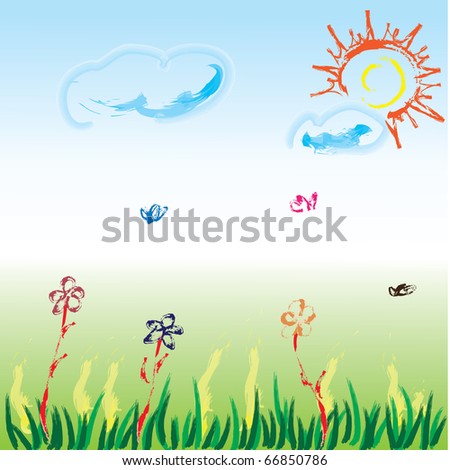 Floral background with insects. Summer. Vector illustration.