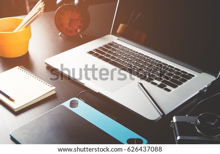 Photographer Graphic designer working table