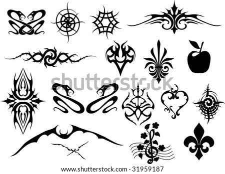 stock vector : Set of the tattooes. Vector illustration.