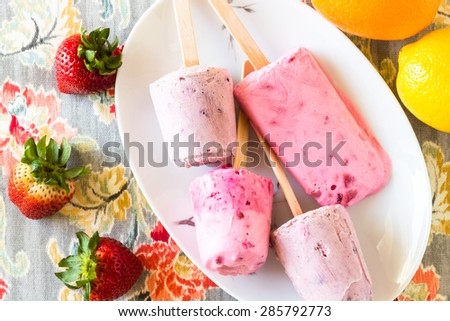 Closeup of assorted breakfast  ice pops.