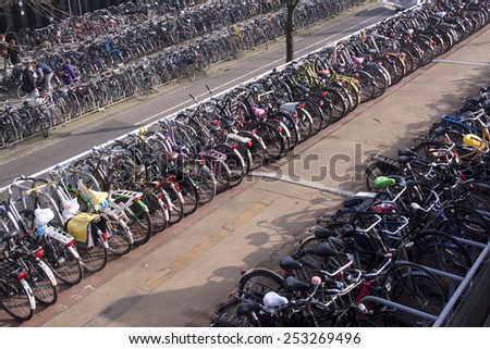 15 february 2015 Amsterdam , the Netherlands bicycle parking in front of the central station amsterdam