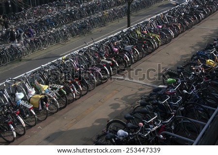 15 february 2015 Amsterdam, the Netherlands Bicycle parking next ro the central train station of amsterdam