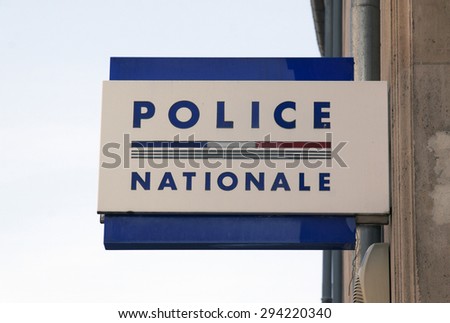 bedoin,france-june 12, 2015: Sign at a wall of the french police nationale in Nancy, France