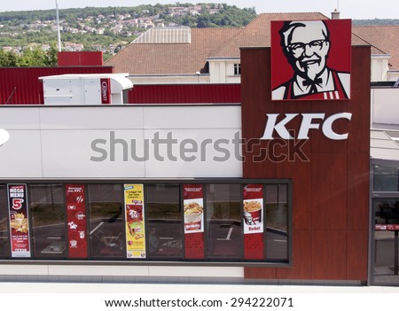 nancy,france-june 11, 2015:KFC Kentucky Fried Chicken Corporation is a fast food chain that sells chicken products, this is the establishment in Nancy