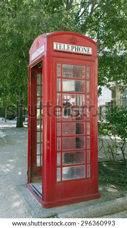 Avignon,france-june 20, 2015: An british phone booth in the streets of avignon
