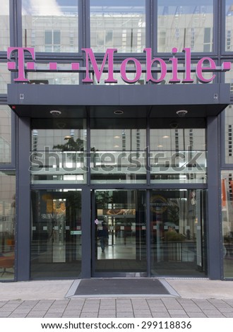 Amsterdam, Netherland - July 23, 2015: Facade of a T-mobile store in Amsterdam