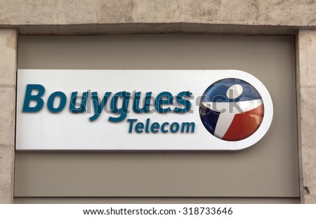 paris , France-september 14, 2015: Bouygues Telecom is a French company and is among others active in the market of mobile telephony with its own GSM network in France.