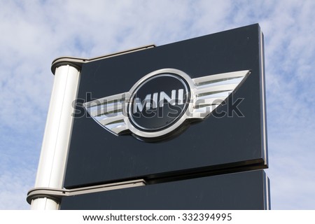 Amsterdam, Netherlands-October 27, 2015: MINI is a car manufacturer, part of the German BMW. this column is located in Amsterdam
