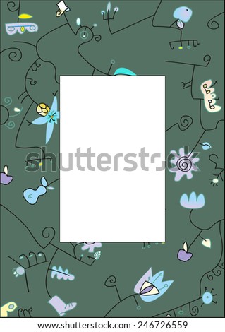frame with flowers, shoes and fruits