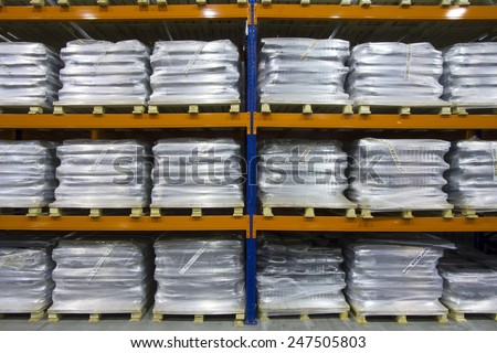 Pallet metal racks with a heavy load.