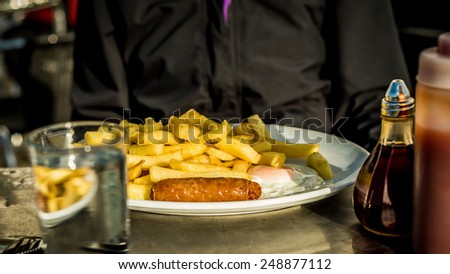 Sausage, egg and chips!
