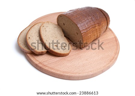 Pieces of long loaf isolated on a white background.