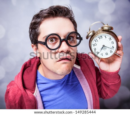 Mad man with clock