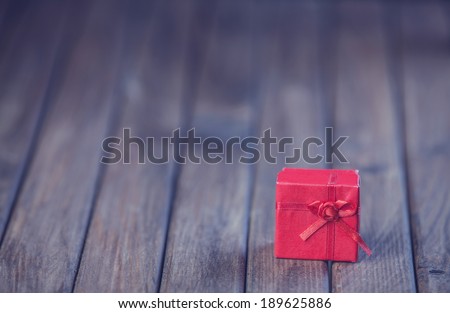 Christmas gift box on wooden table