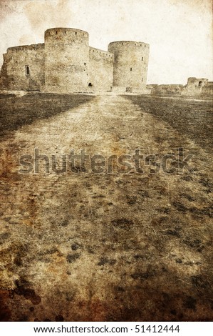 Old castle in Belgorod-Dnestrovsky, Odessa, Ukraine. Photo in old image style.