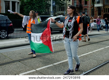 20 July 2014. Gaza war demonstration in Amsterdam then netherlands