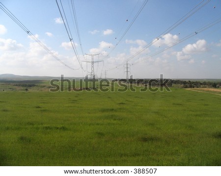 electricity cables running through a rural area