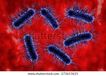 Three-dimensional drawing of Escherichia coli in blood model of bacteria realistic illustration of microbes microorganisms rod-shaped bacteria Three-dimensional drawing of Escherichia coli in blood model of bacteria realistic illustration of microbes microorganisms rod-shaped bacteria
