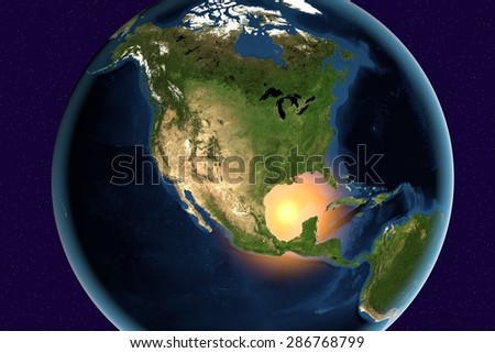 Planet Earth; the Earth from space showing North America, USA, Canada, Central America, Mexico on globe in the day time; elements of this image furnished by NASA