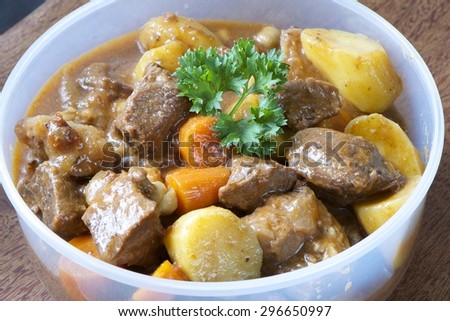 Delicious Beef Stew in a Food Container for storage