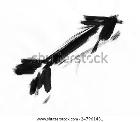 Black arrow drawing with a brush