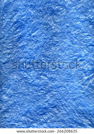 Texture of a blue plastic bag like frozen ice