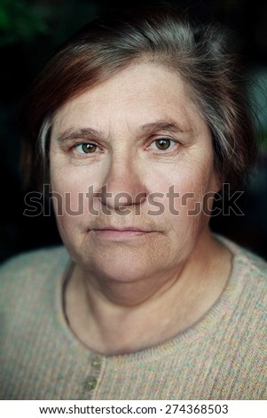 Thinking elderly woman portrait people hair life