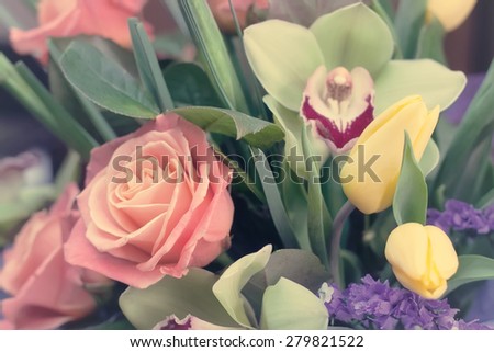 bouquet of pink rose gentle tones  beauty