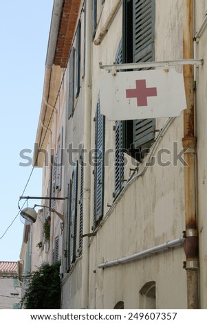 Medical aid sign, Antibes, France
