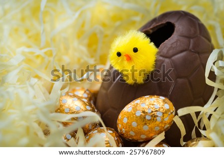 Easter Chick and Eggs in Nest