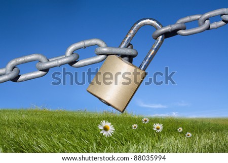 Ecology and environment security concepts, lock and chain