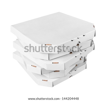 Pizza boxes, isolated on white background
