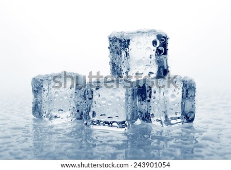 Ice cubes with water drops, close-up
