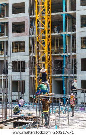 Asian workers in construction site, Laborer of asian