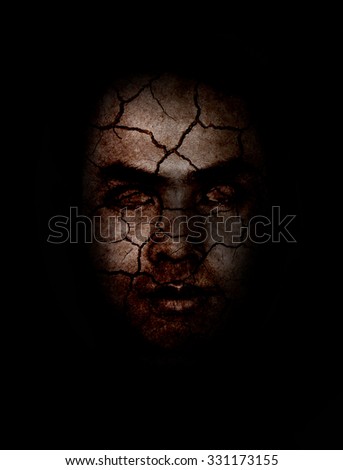Zombie dark face with halloween, Being blurred to make it look realistic