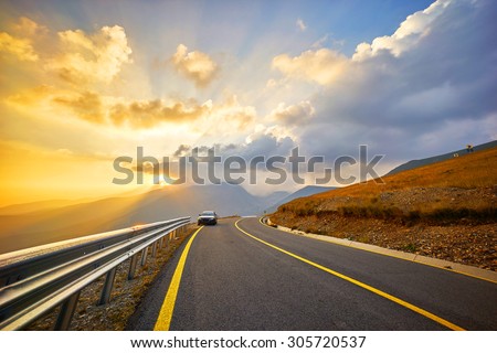 Sunset Time Lapse on Transalpina Highway in Romanian Mountains.